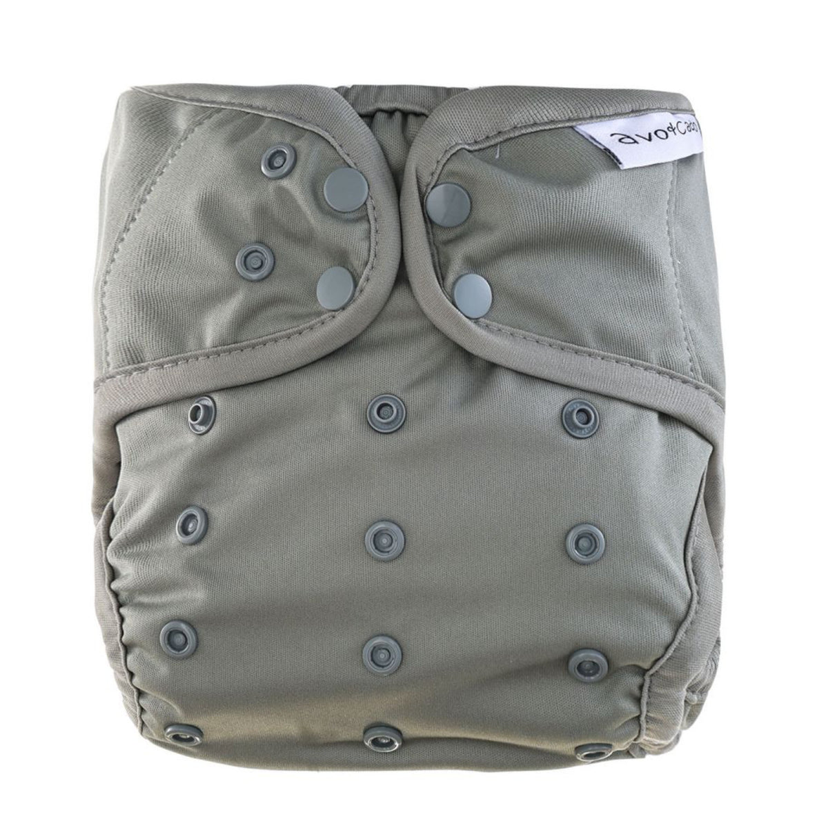 Mitwachsende Avo&Cado PUL-Überhose OneSize Explorer in schlichtem Steingrau. Minimalistisches, einfarbiges Design ohne Muster mit grauen Verschlussknöpfen.