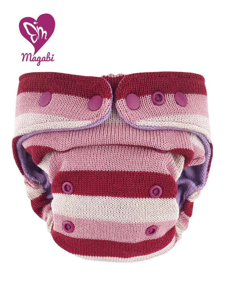 Magabi Wollüberhose Weinrot-Pink-Ecru