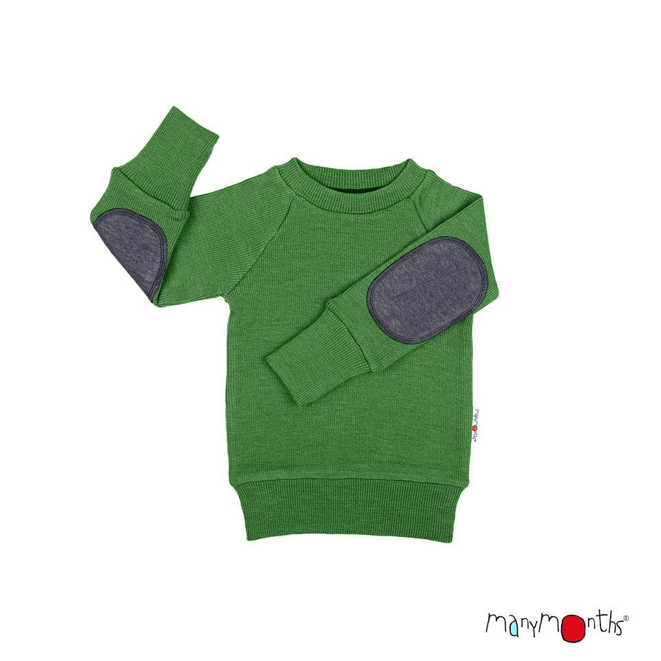 ManyMonths Pullover mit Ellenbogenschonern Forest Floor Green