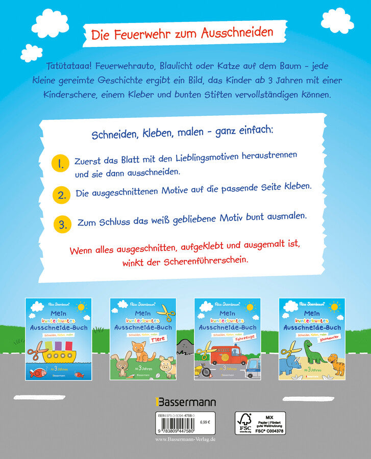 Mein kunterbuntes Ausschneidebuch - Feuerwehr. Schneiden, kleben, malen ab 3 Jahren