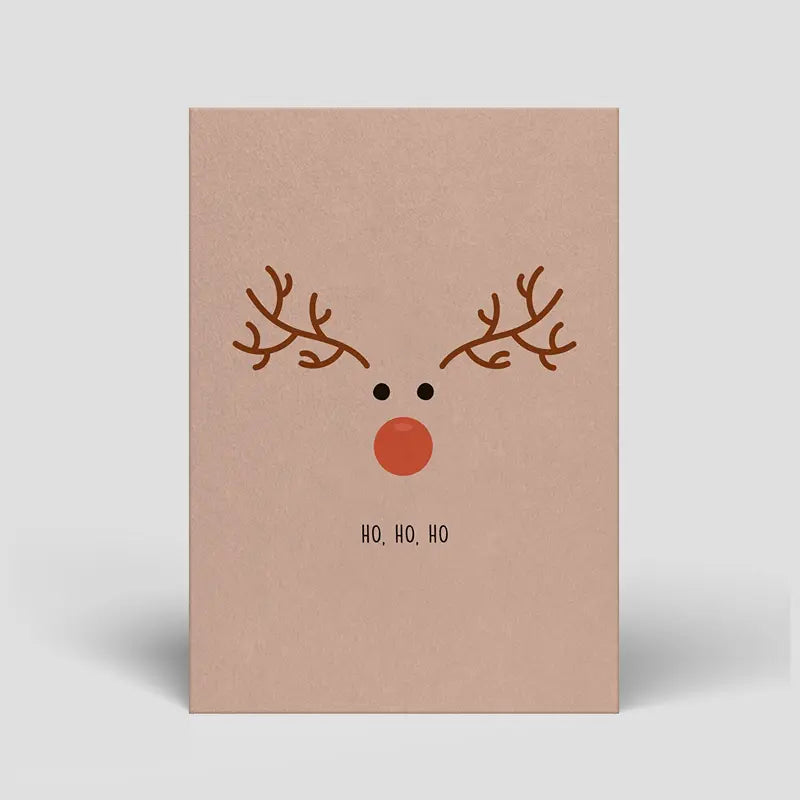 Naturbedacht Weihnachts-Karte Rentier