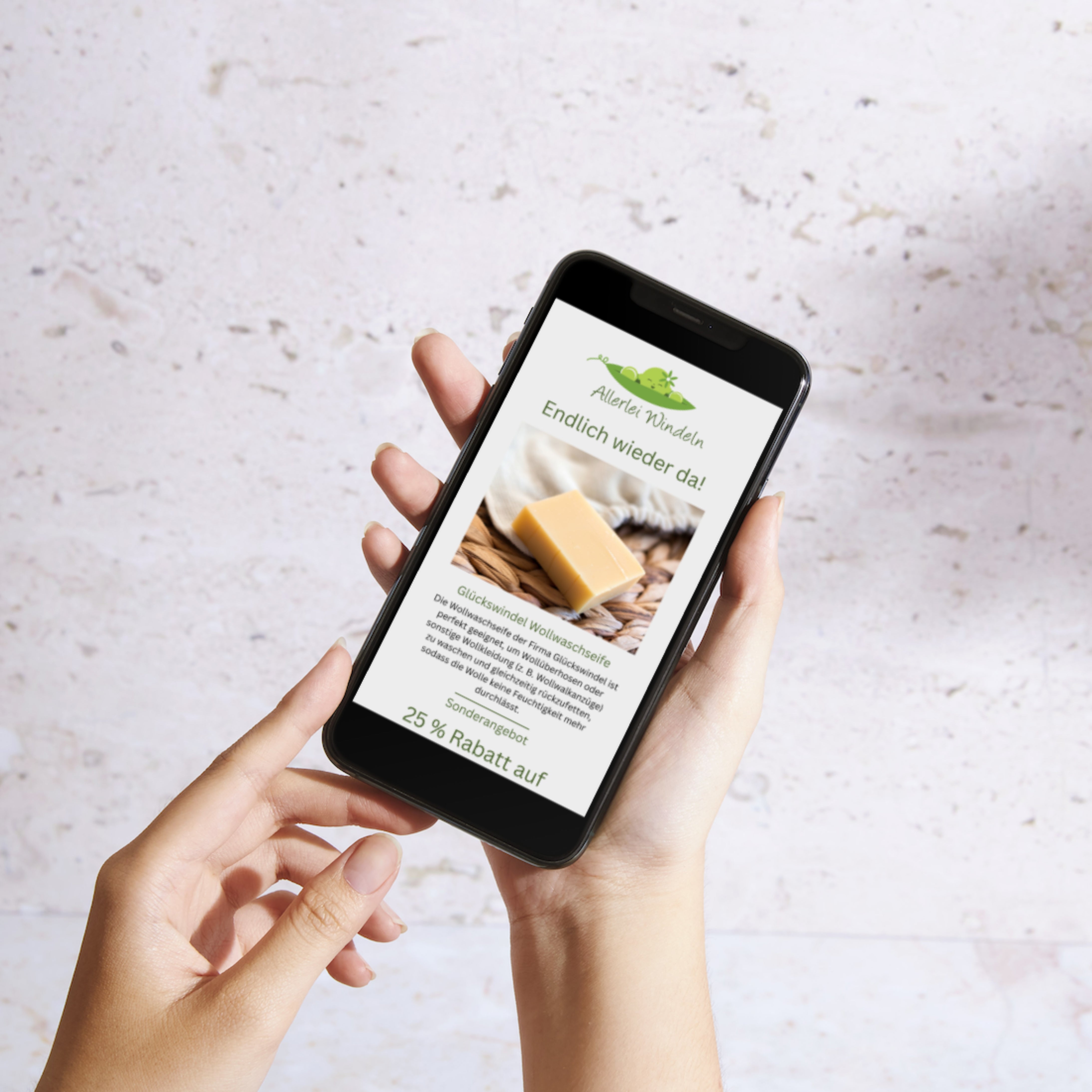Allerlei Windeln Newsletter auf Telefon