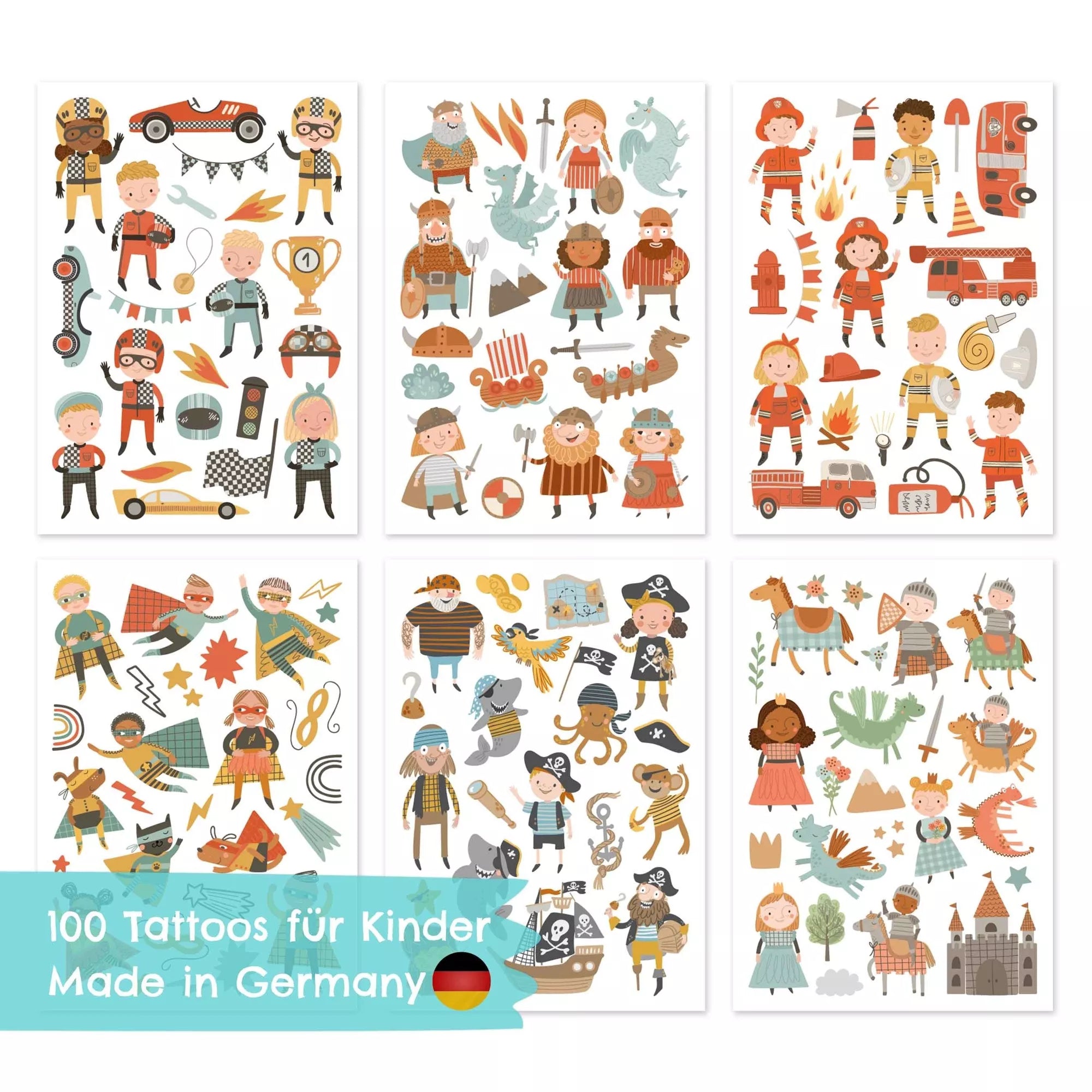 Papierdrachen 100 Kindertattoos