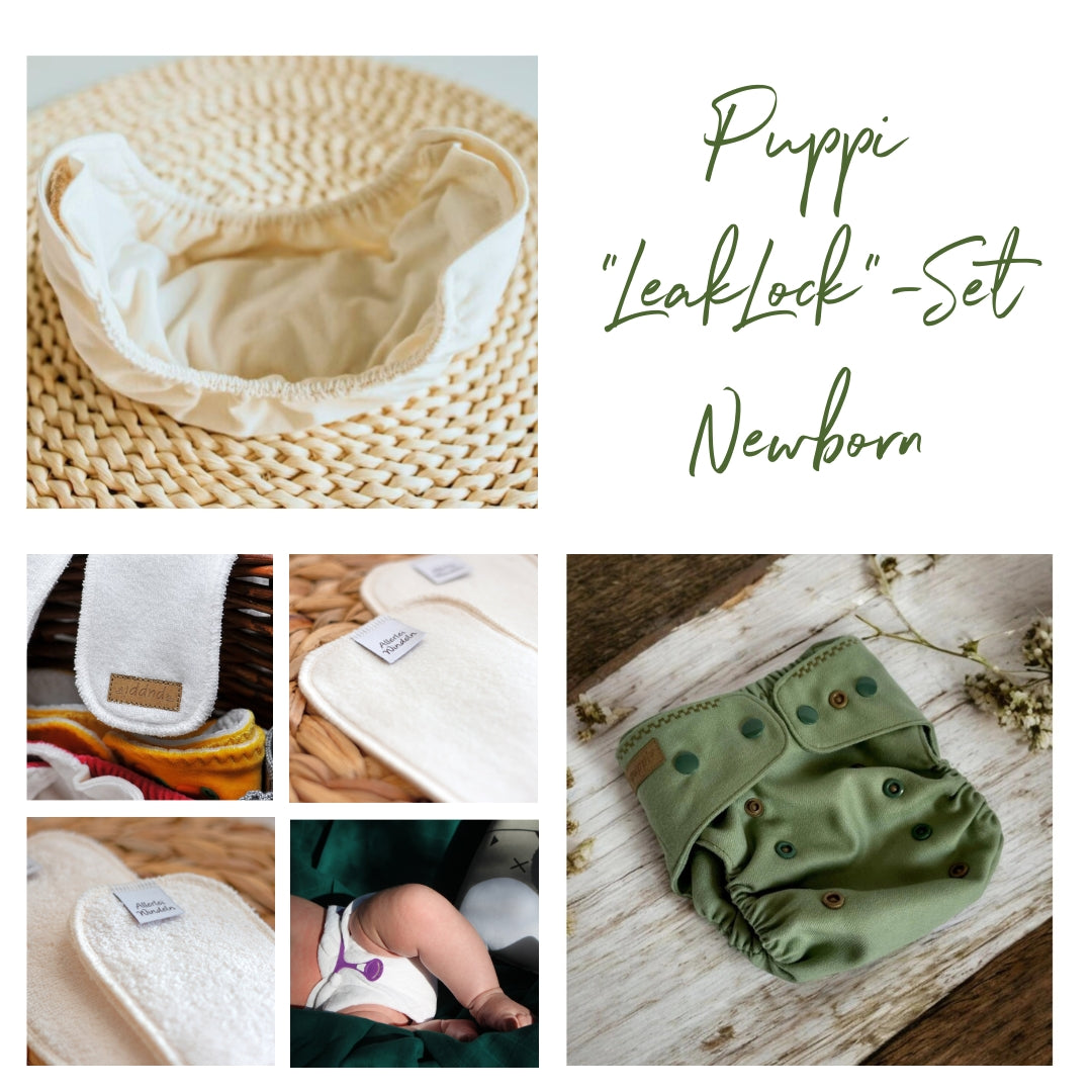 Puppi "LeakLock"-Set Newborn Basil Snaps