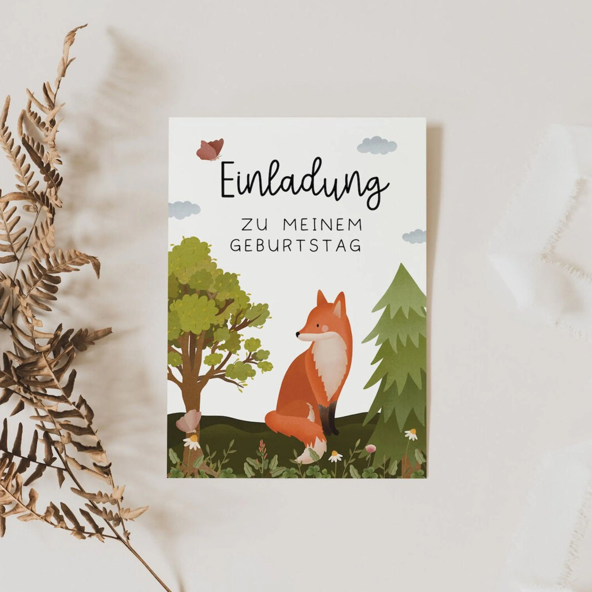Tilda&Theo Einladungskarte Geburtstag Wald Fuchs