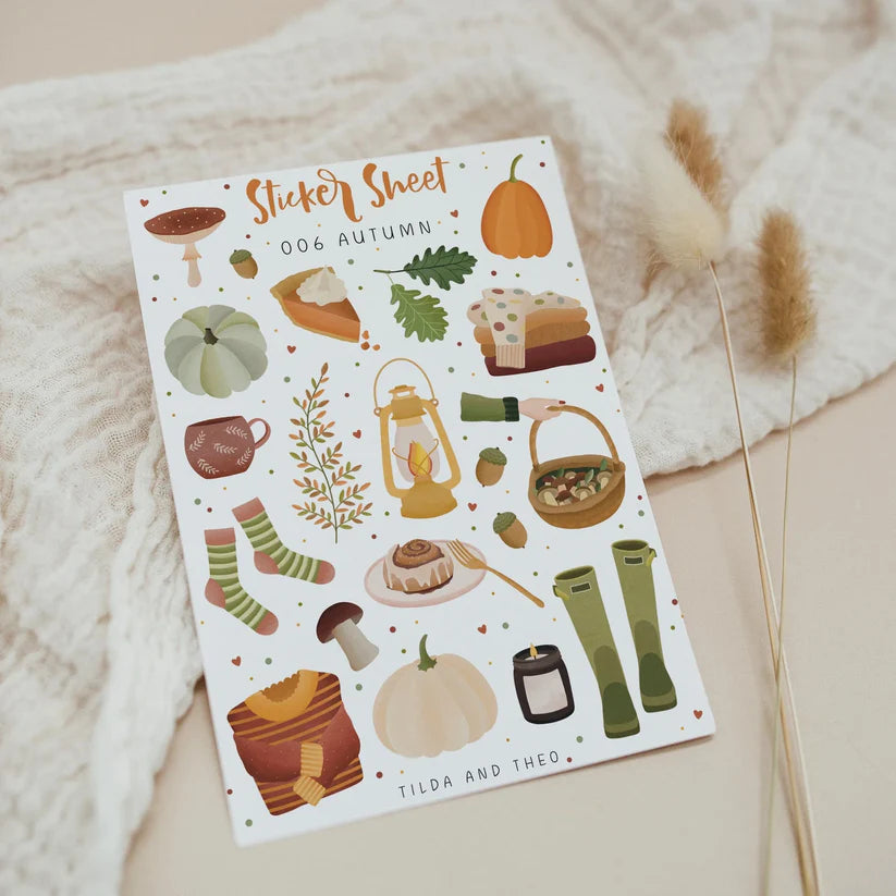 Tilda&Theo Stickerbogen A6 Herbst