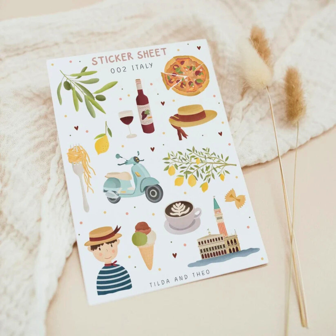 Tilda&Theo Stickerbogen A6 Italien