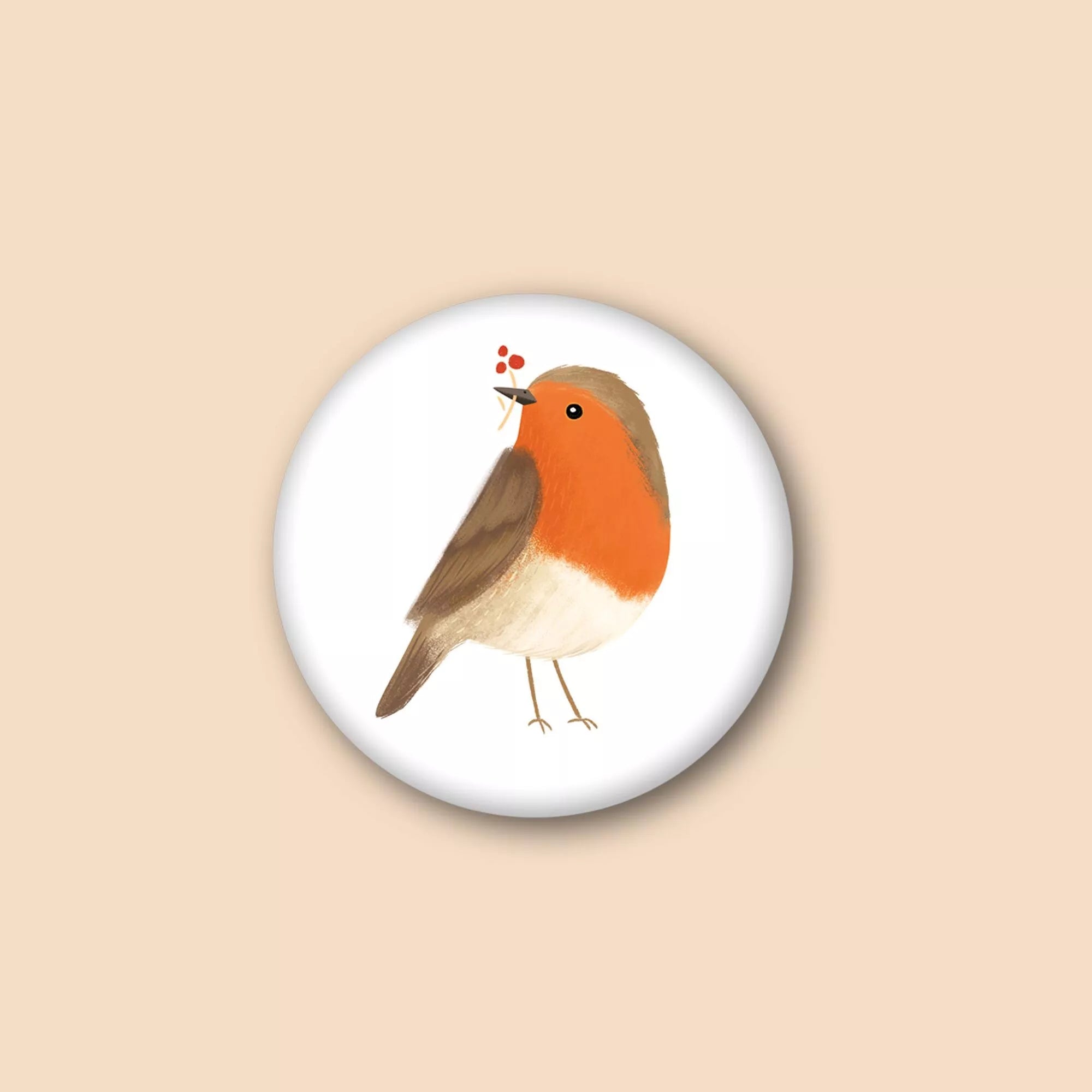 Vierundfünfzig Illustration Magnet Rotkehlchen