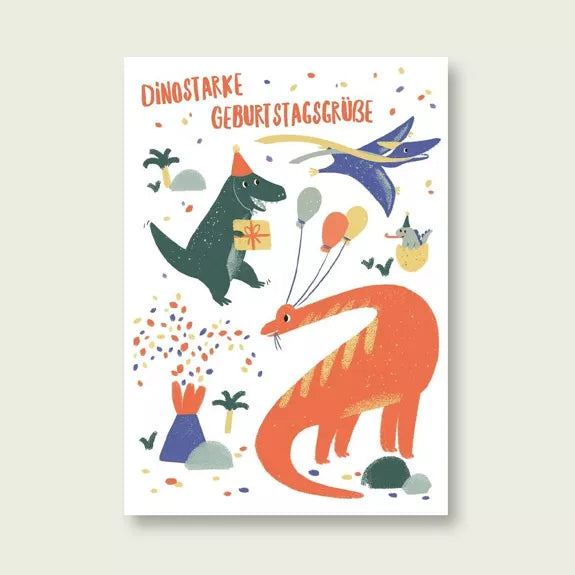 Vierundfünfzig Illustration Postkarte Geburtstag Dino-Party