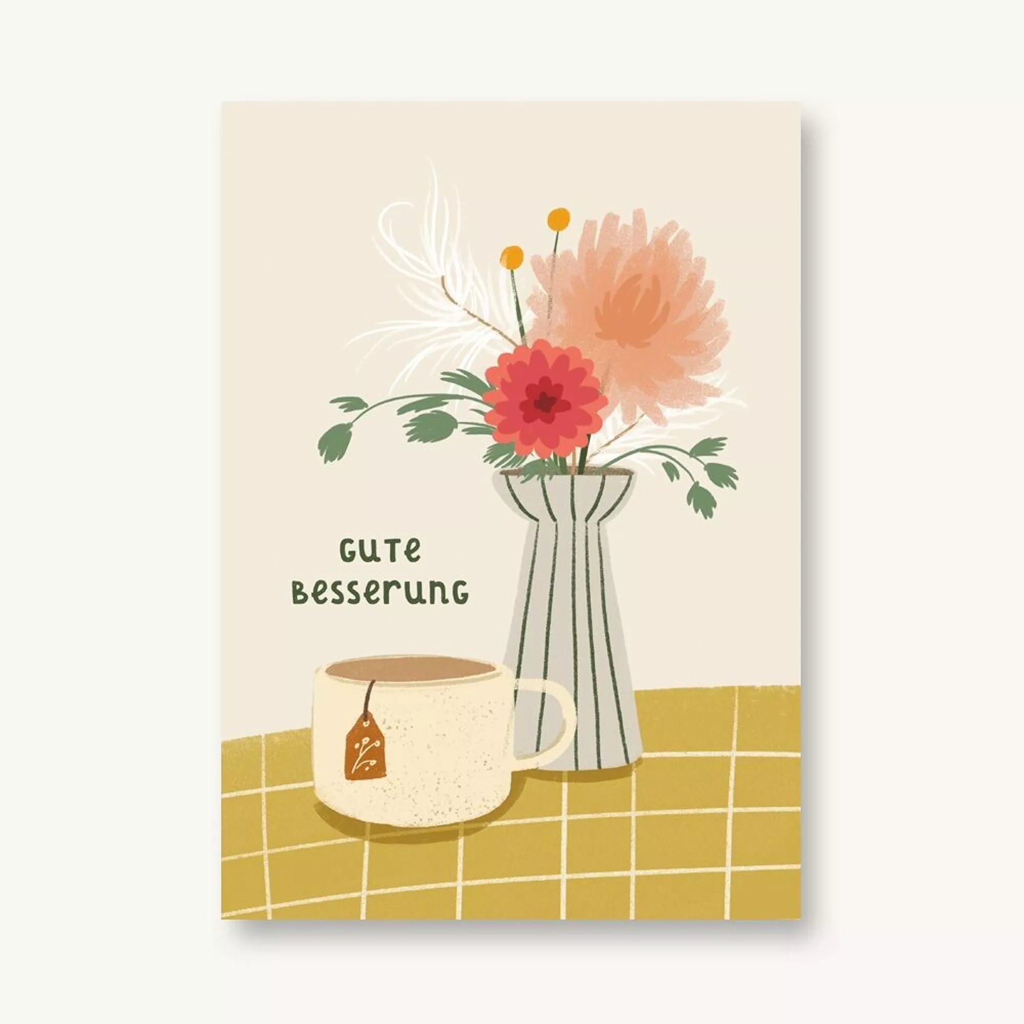 Vierundfünfzig Illustration Postkarte Gute Besserung