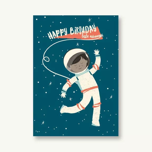Vierundfünfzig Illustration Postkarte Happy Birthday little astronaut