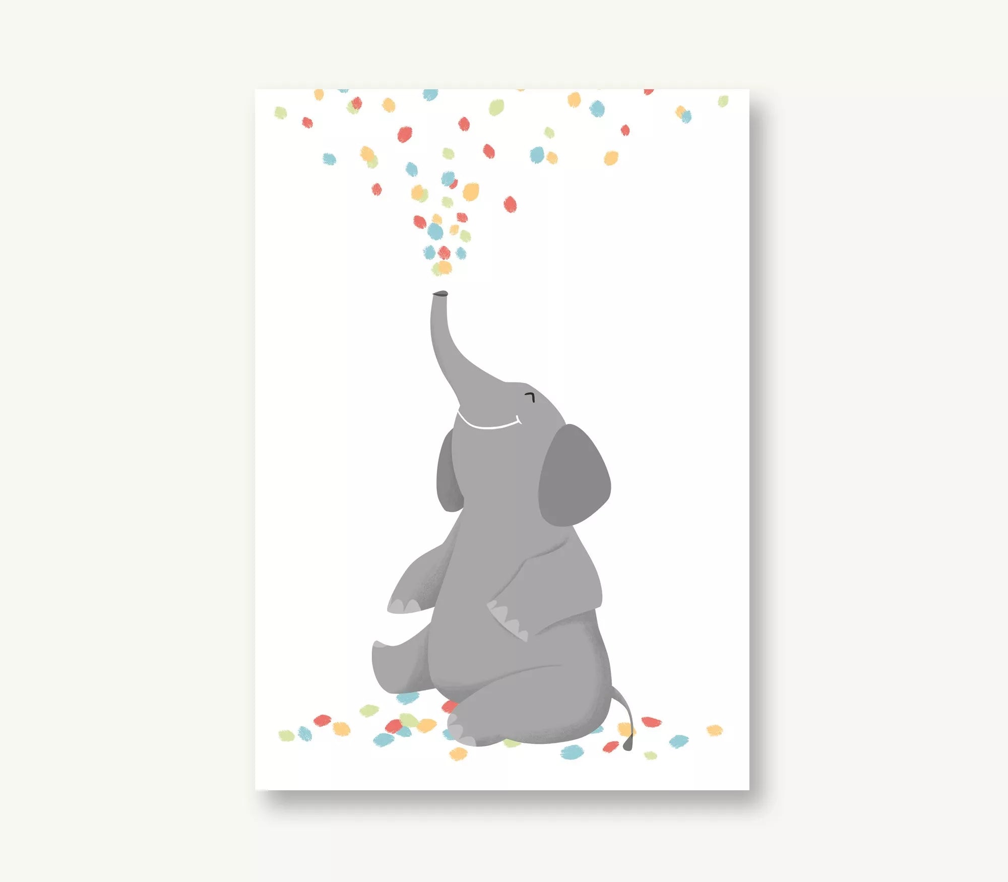 Vierundfünfzig Illustration Postkarte Konfetti Elefant