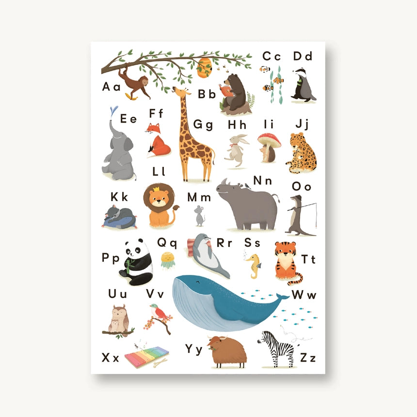 VIERUNDFÜNFZIG Postkarte ABC Tieralphabet