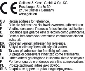 Warnhinweis - Bitte die Adresse zu Nachweiszwecken aufbewahren.