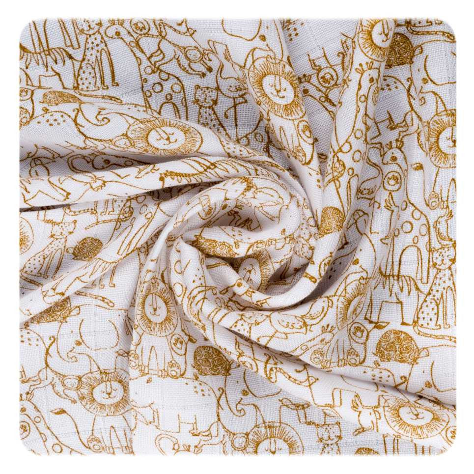 XKKO Bambus-Mullwindeln 70x70 cm 3er-Set Safari Honey Mustard