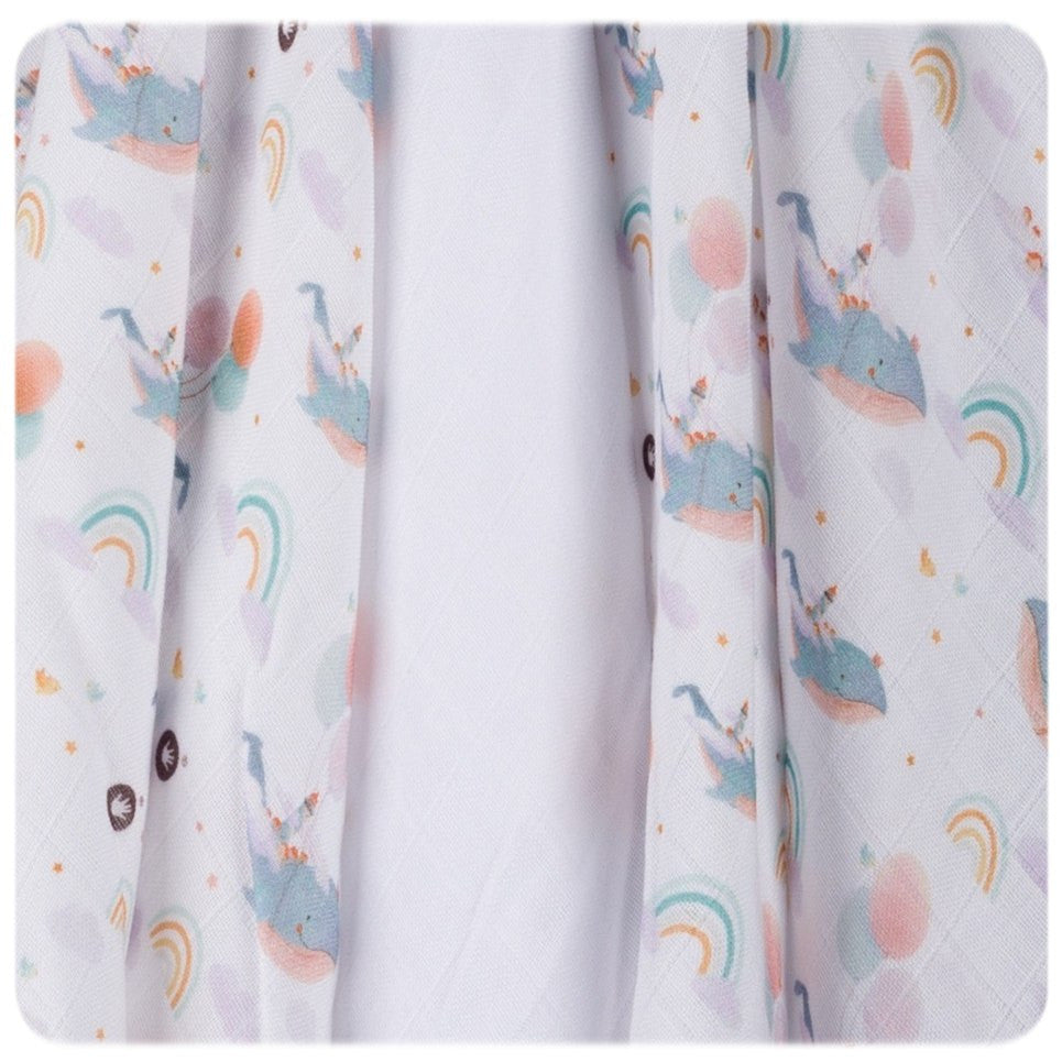 XKKO Bambus-Mullwindeln 70x70 cm 3er-Set Sky Whale Set