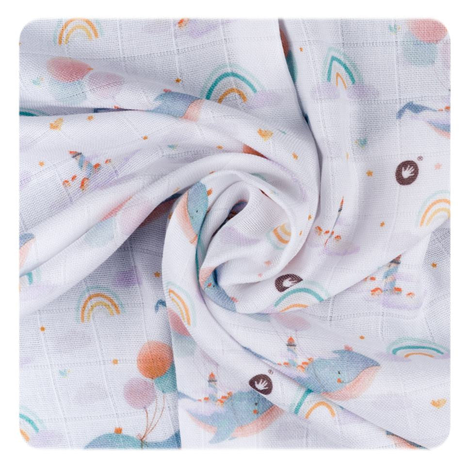 XKKO Bambus-Mullwindeln 70x70 cm 3er-Set Sky Whale