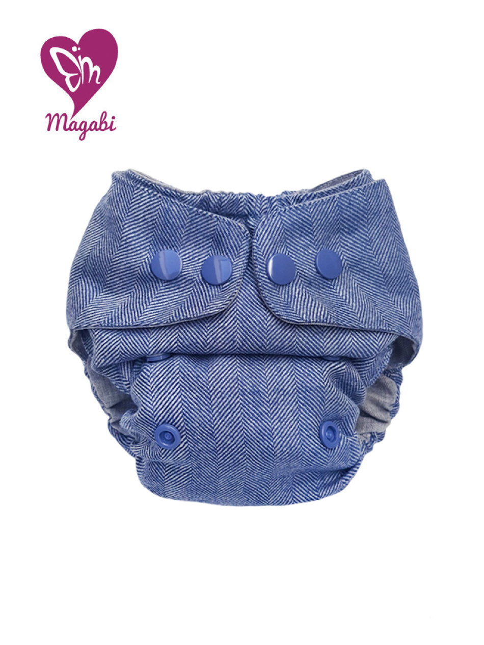 Magabi Wollüberhose Fischgrät hellblau S-M