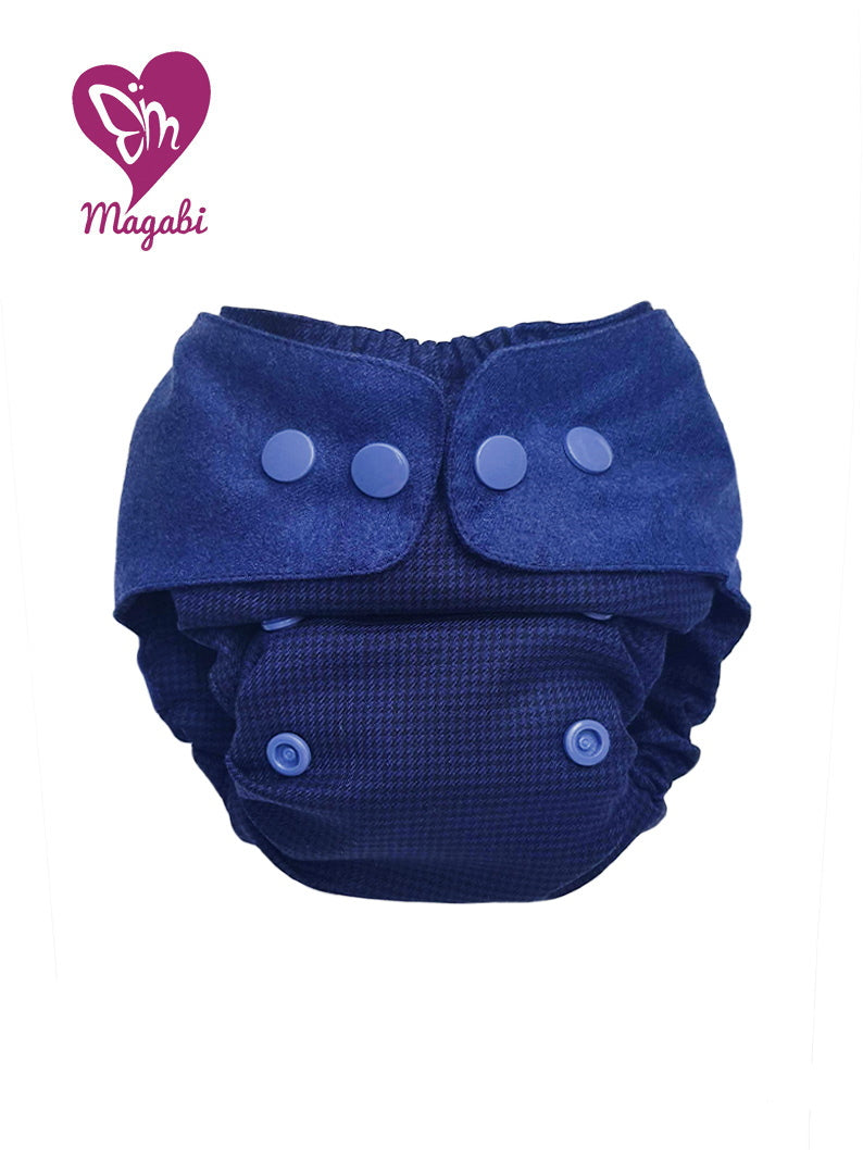Magabi Wollüberhose Hahnentritt dunkelblau S-M