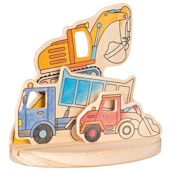 goki Ausmalbild aus Holz zum Aufstellen Baustelle