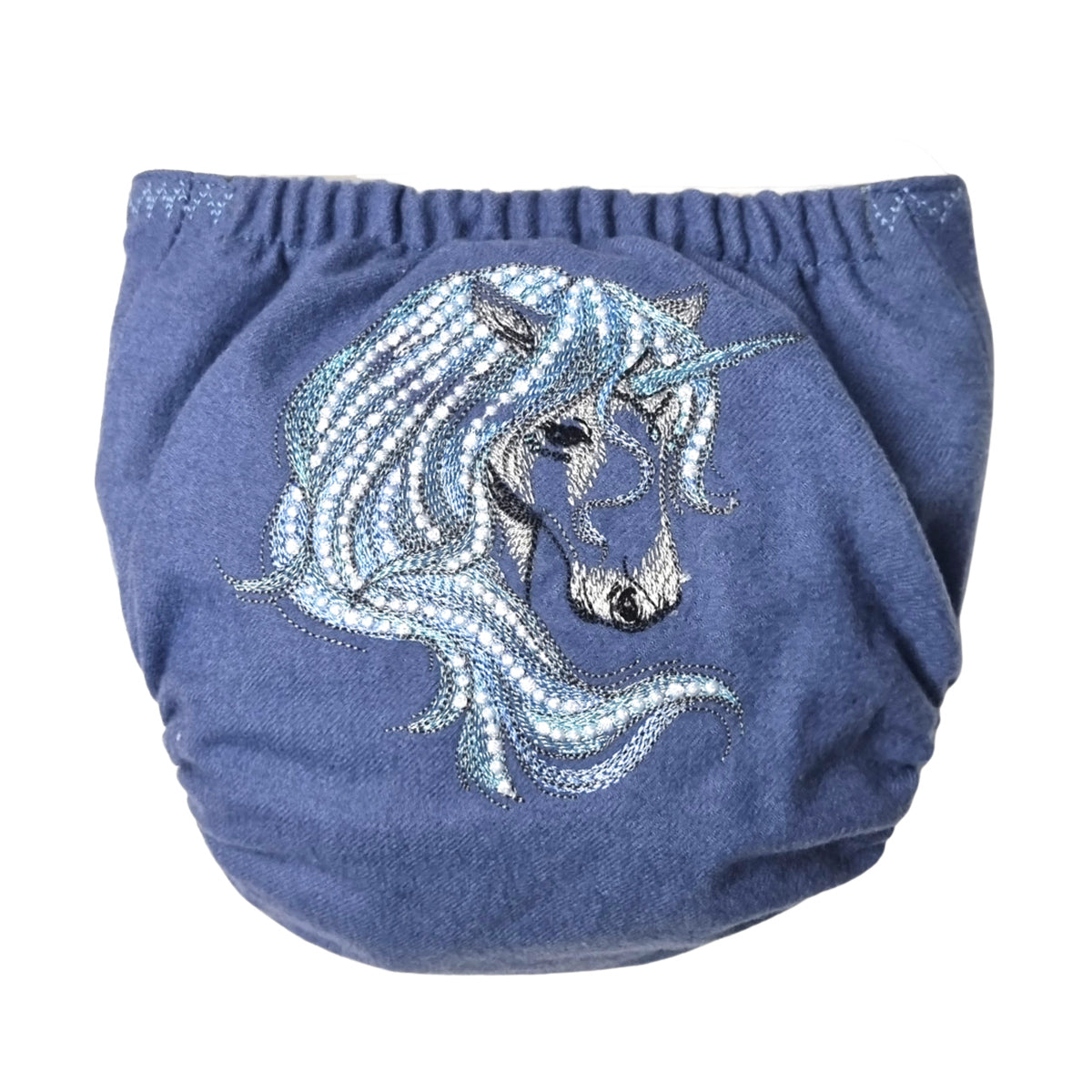 Doodush Wollüberhose Einhorn blau