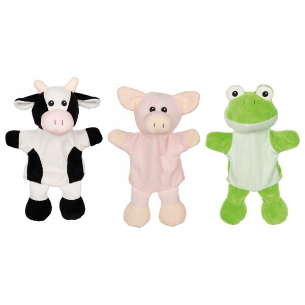 Goki Handpuppe Kuh, Schwein, Frosch