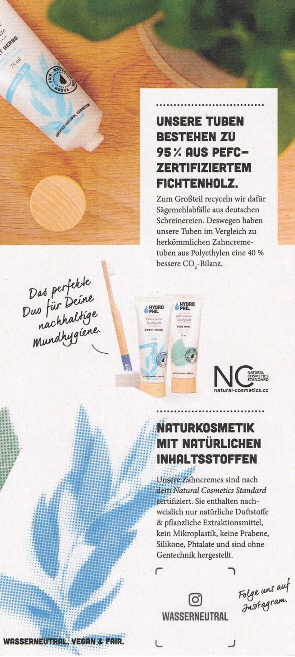 Hydrophil Zahncreme-Flyer