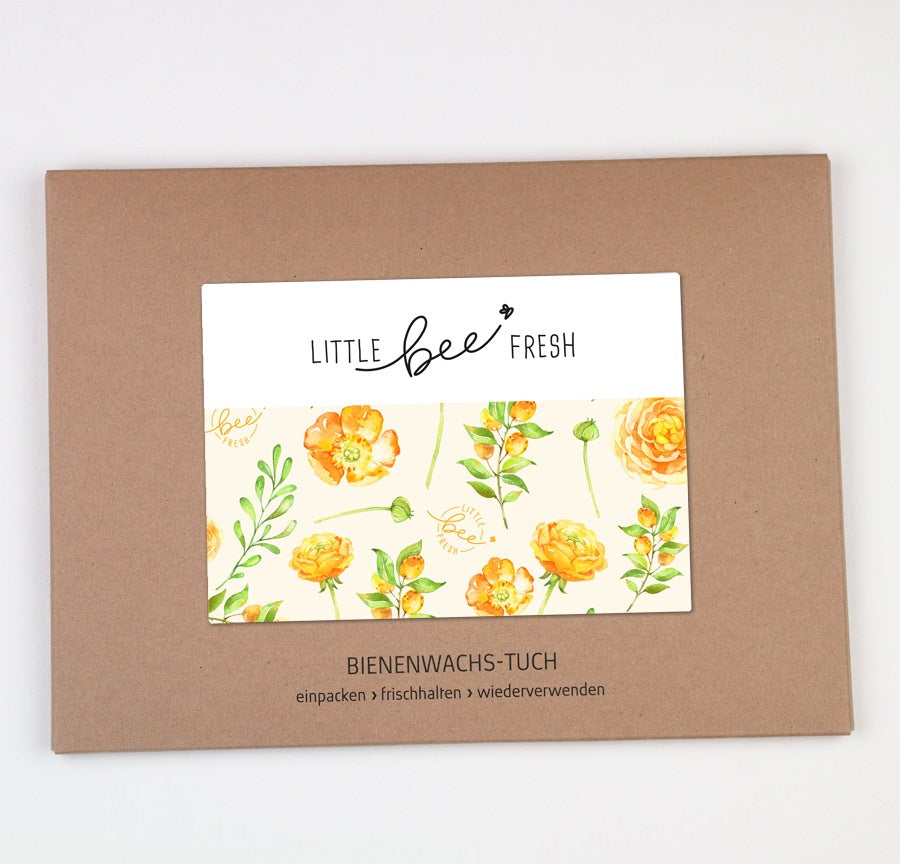 Little Bee Fresh Bienenwachstuch S Blumenwiese gelb