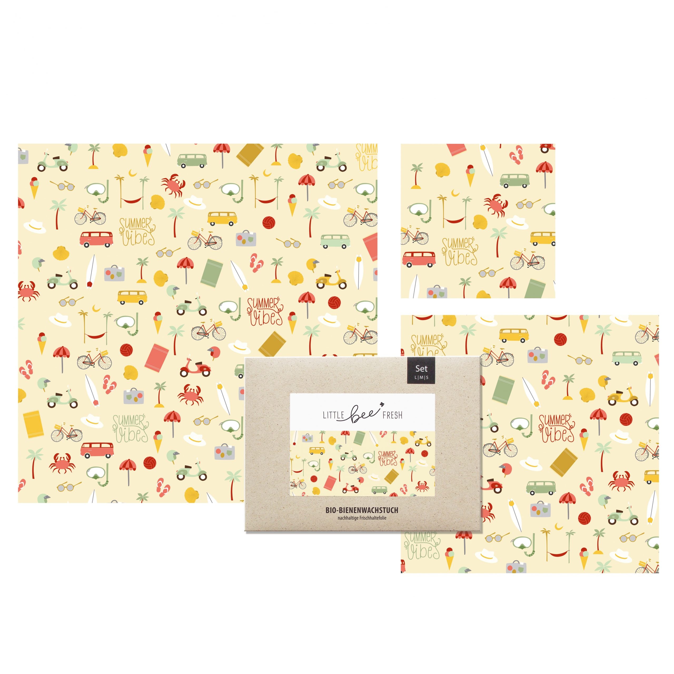 Little Bee Fresh Bienenwachstuc-Set Summer Vibes