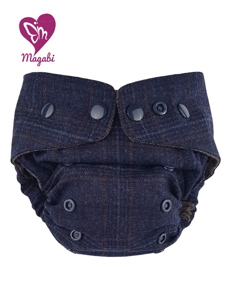 Magabi Wollüberhose dunkelblau kariert OneSize+