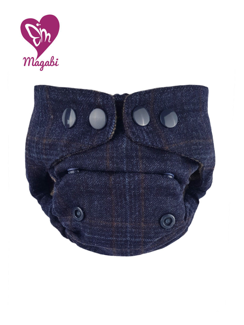 Magabi Wollüberhose dunkelblau kariert S-M