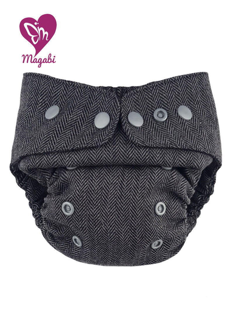 Magabi Wollüberhose Fischgrät dunkelgrau OneSize+