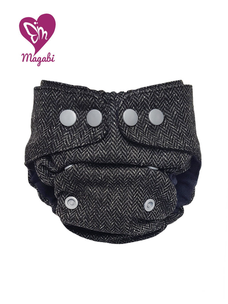 Magabi Wollüberhose Fischgrät dunkelgrau S-M