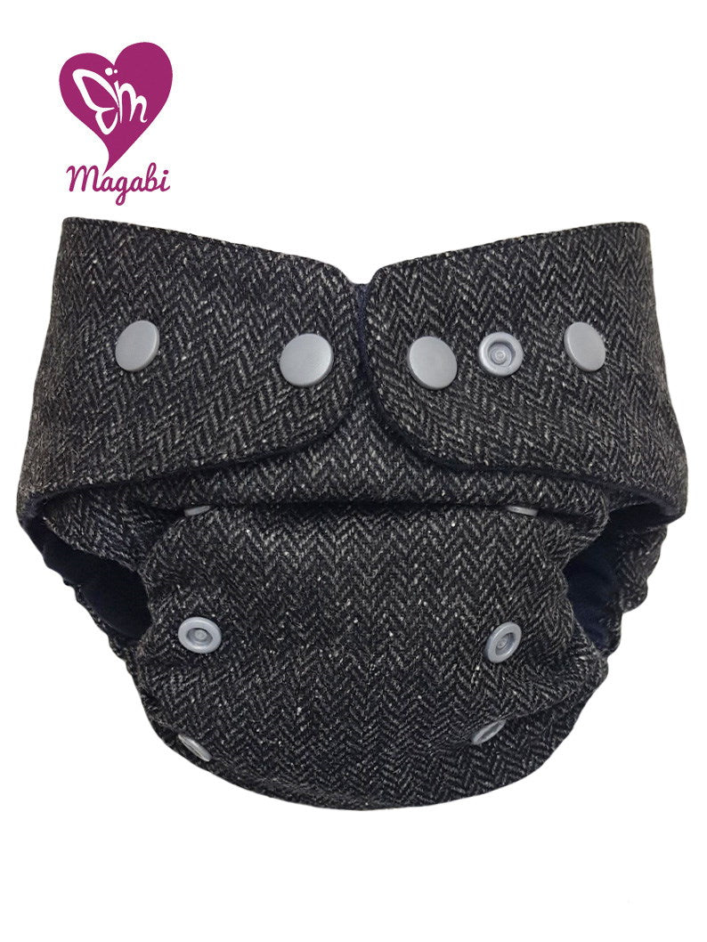 Magabi Wollüberhose Fischgrät mittelgrau OneSize+