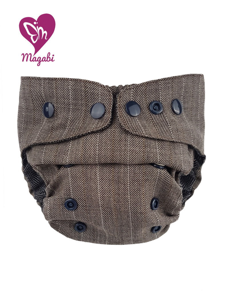 Magabi Wollüberhose mittelbraun, Streifen hell OneSize+