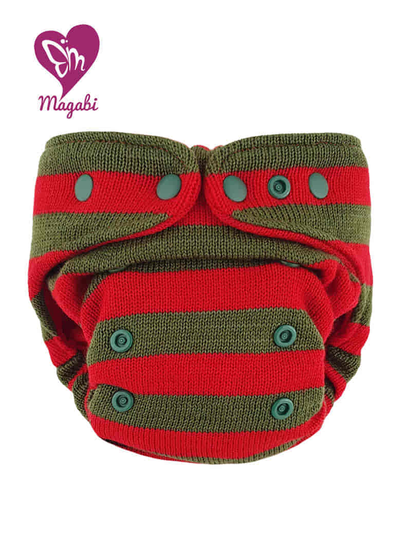 Magabi Wollüberhose moosgruen-rot