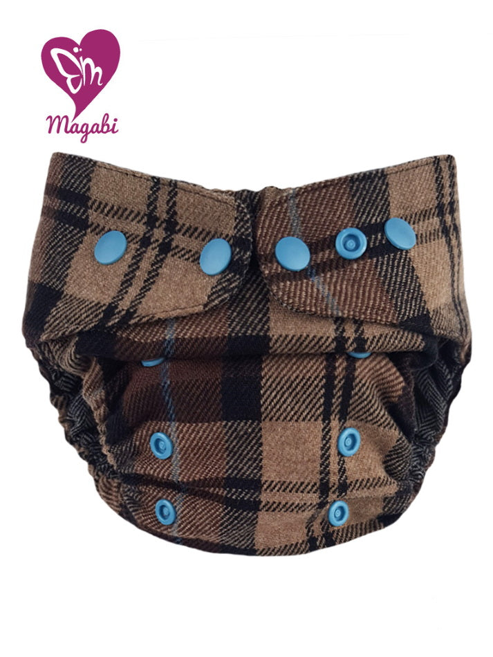 Magabi Wollüberhose schokobraun kariert OneSize+