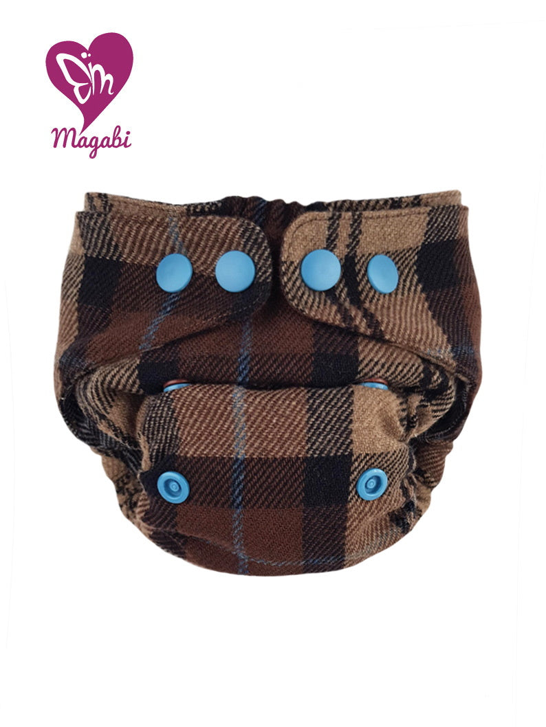 Magabi Wollüberhose schokobraun kariert S-M