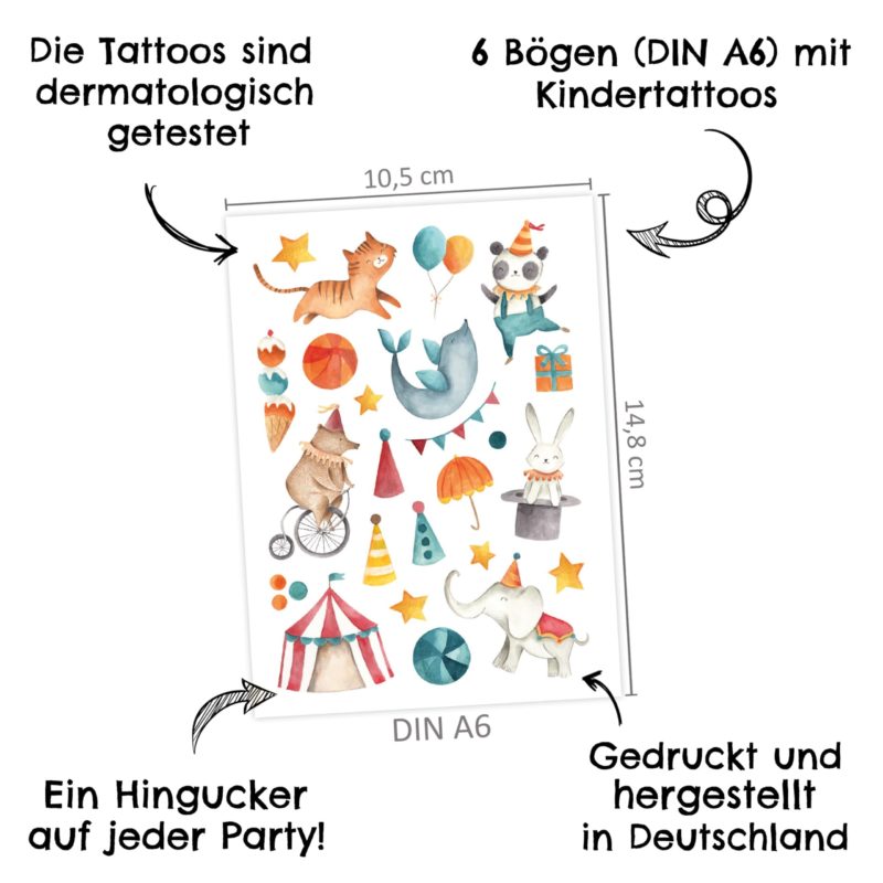 Papierdrachen 100 Kindertattoos Bunter Mix