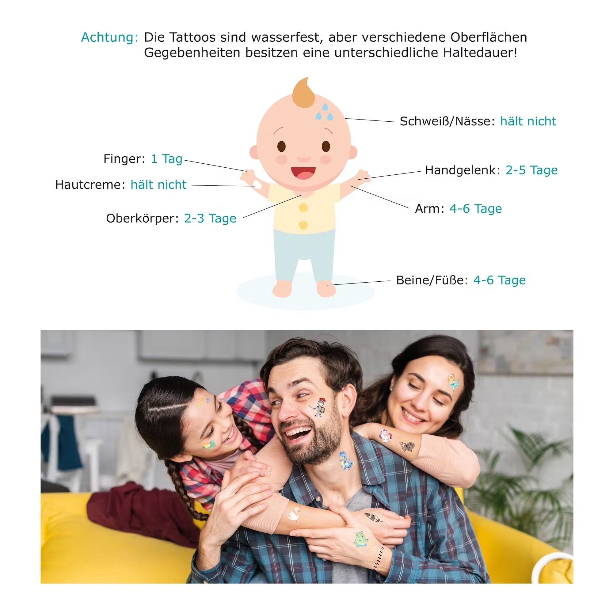 Papierdrachen 100 Kindertattoos