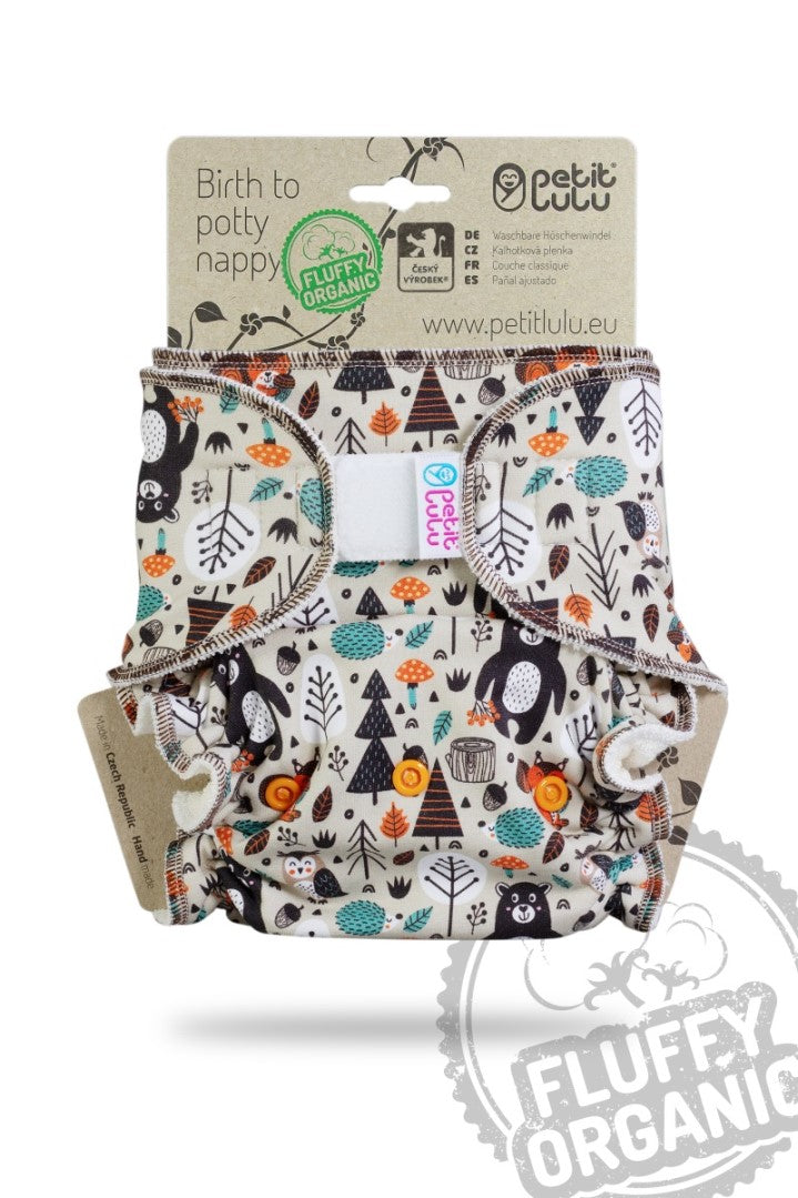 Petit Lulu Fluffy Organic Höschenwindel Forest Friends Klett