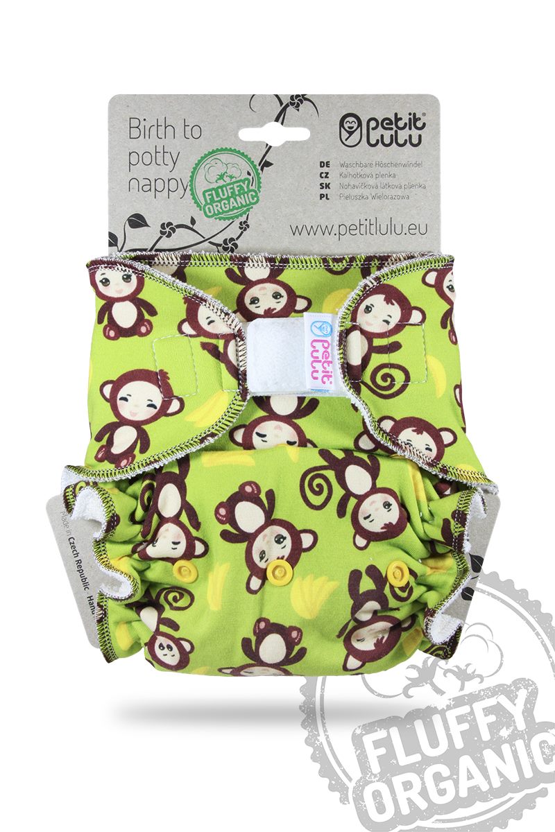 Petit Lulu Fluffy Organic Höschenwindel Affe Klett