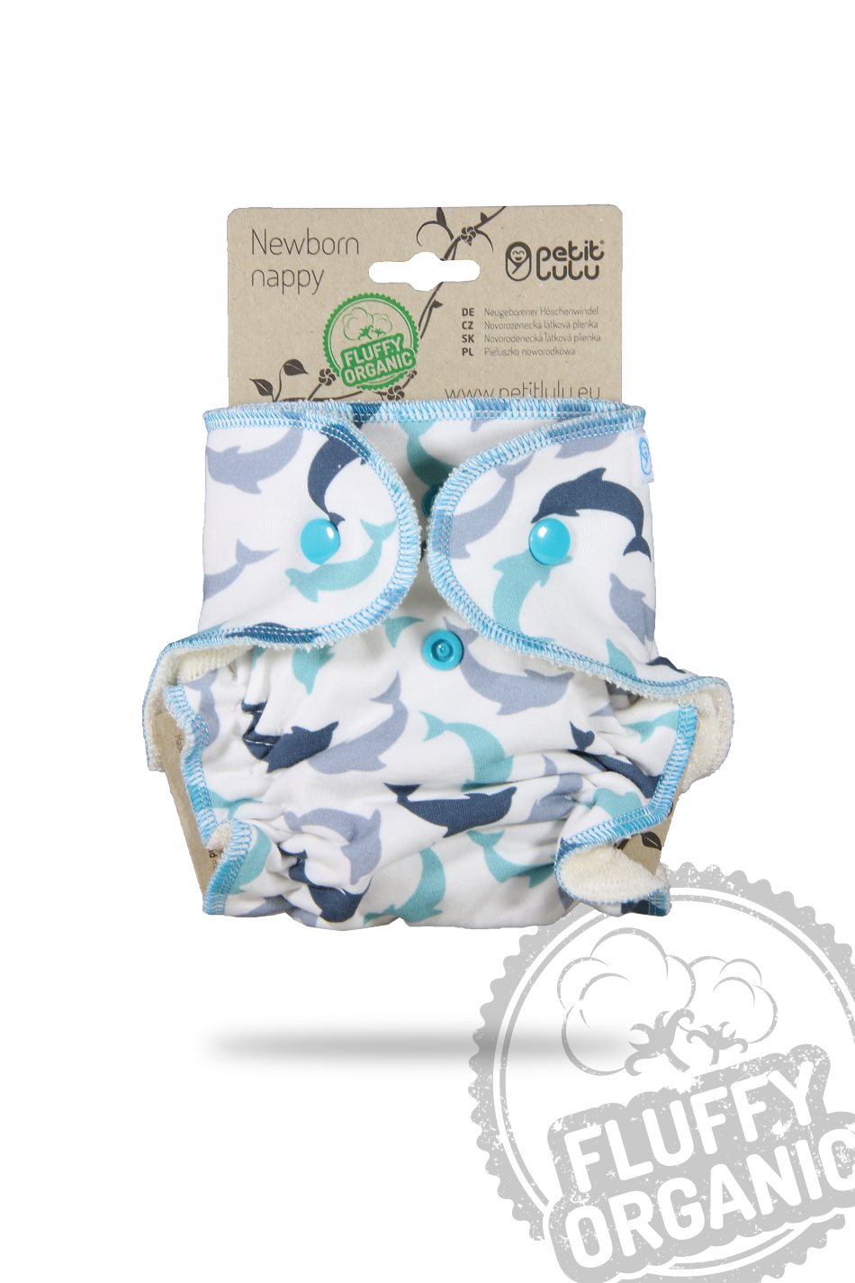 Petit Lulu Fluffy Organic Höschenwindel Delfin Nb