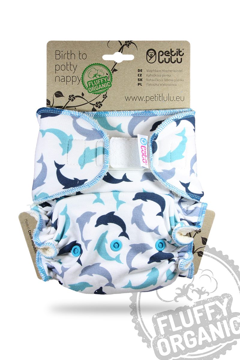 Petit Lulu Fluffy Organic Höschenwindel Delfin Klett