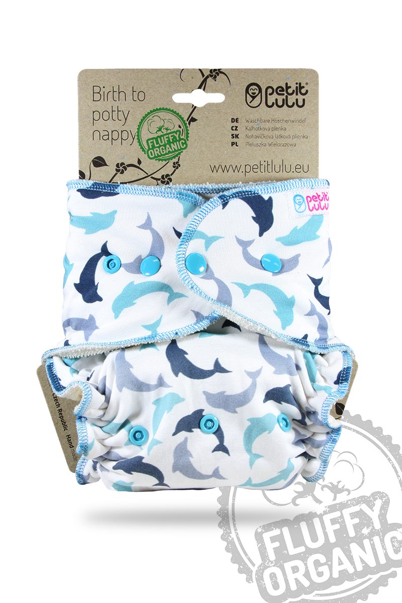 Petit Lulu Fluffy Organic Höschenwindel Delfin Snaps