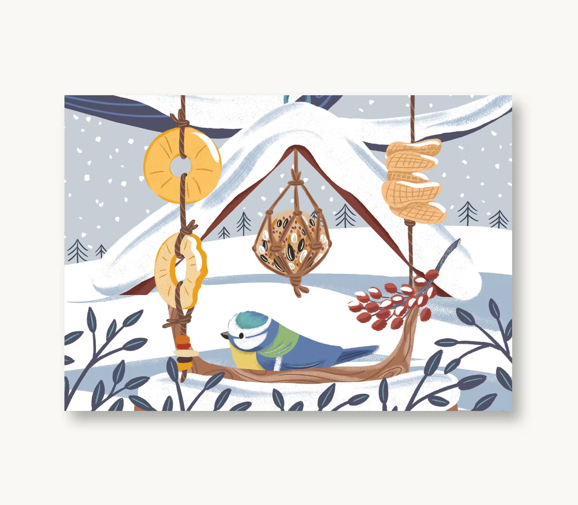 Postkarte Winter "Blaumeise"
