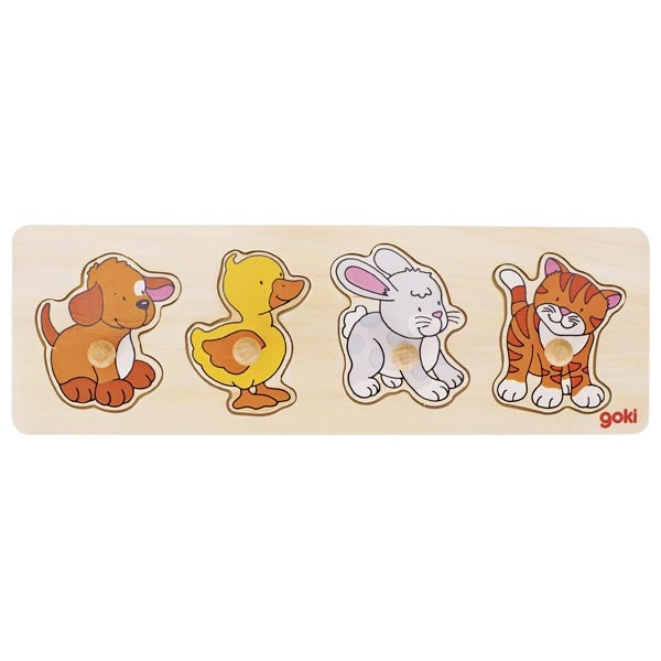 goki Steckpuzzle Hund, Ente, Hase, Katze