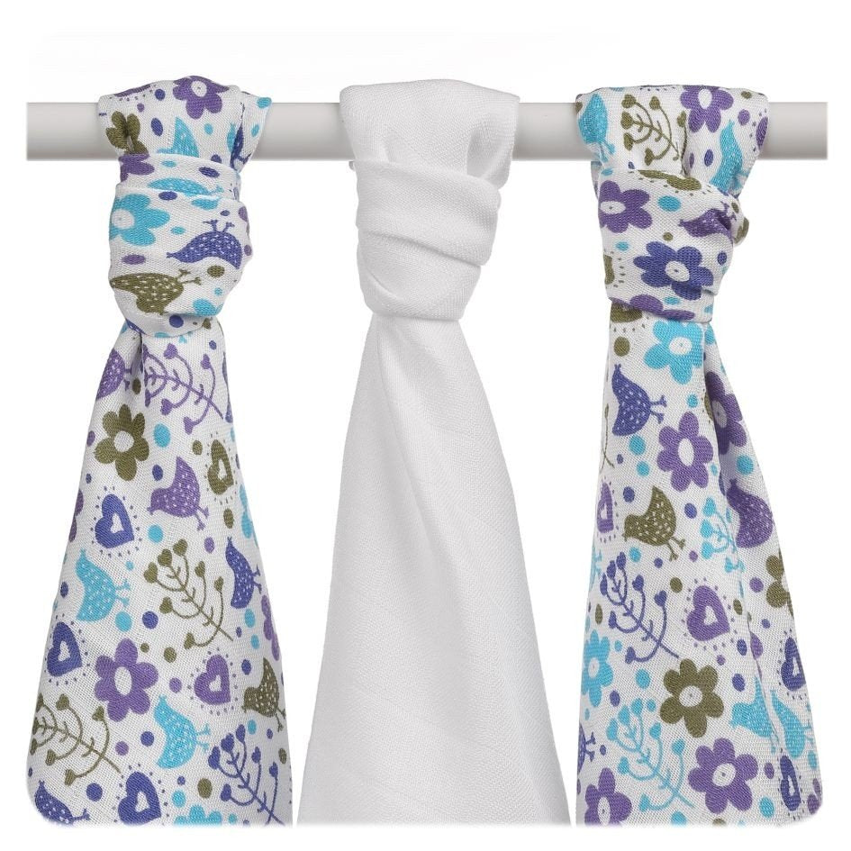 XKKO Bambus-Mullwindel Flowers Birds Boys