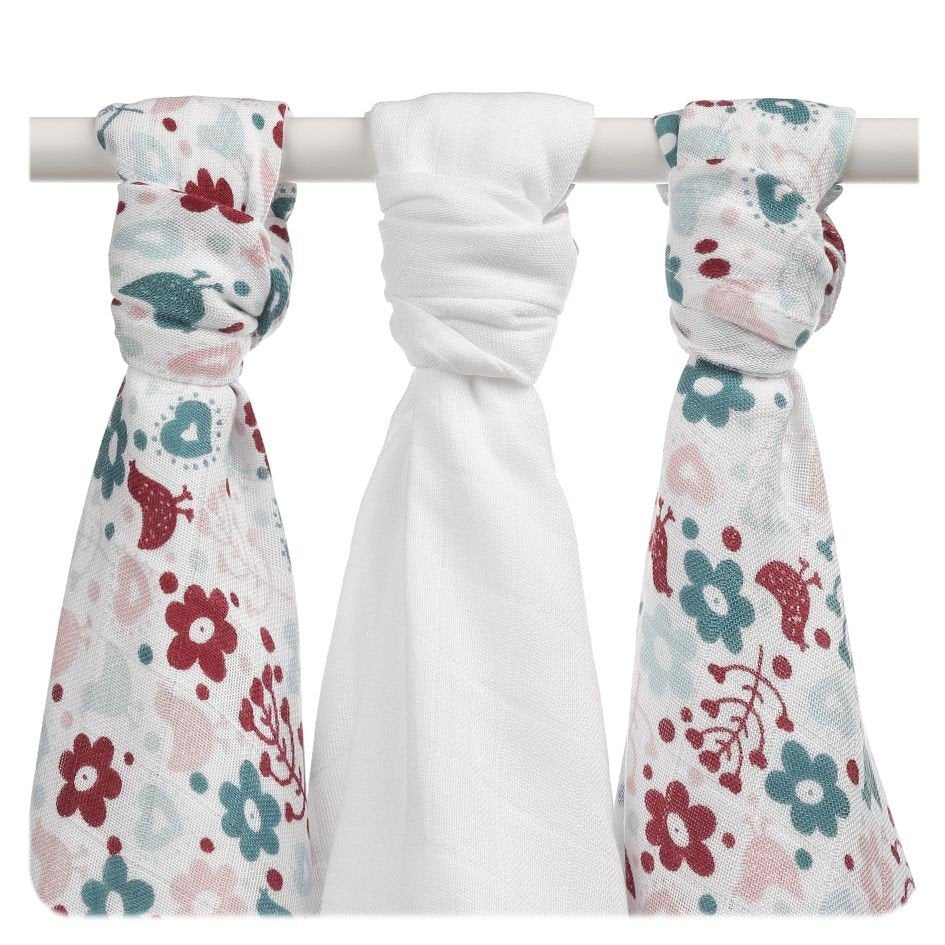 XKKO Bambus-Mullwindel Flowers Birds Girls