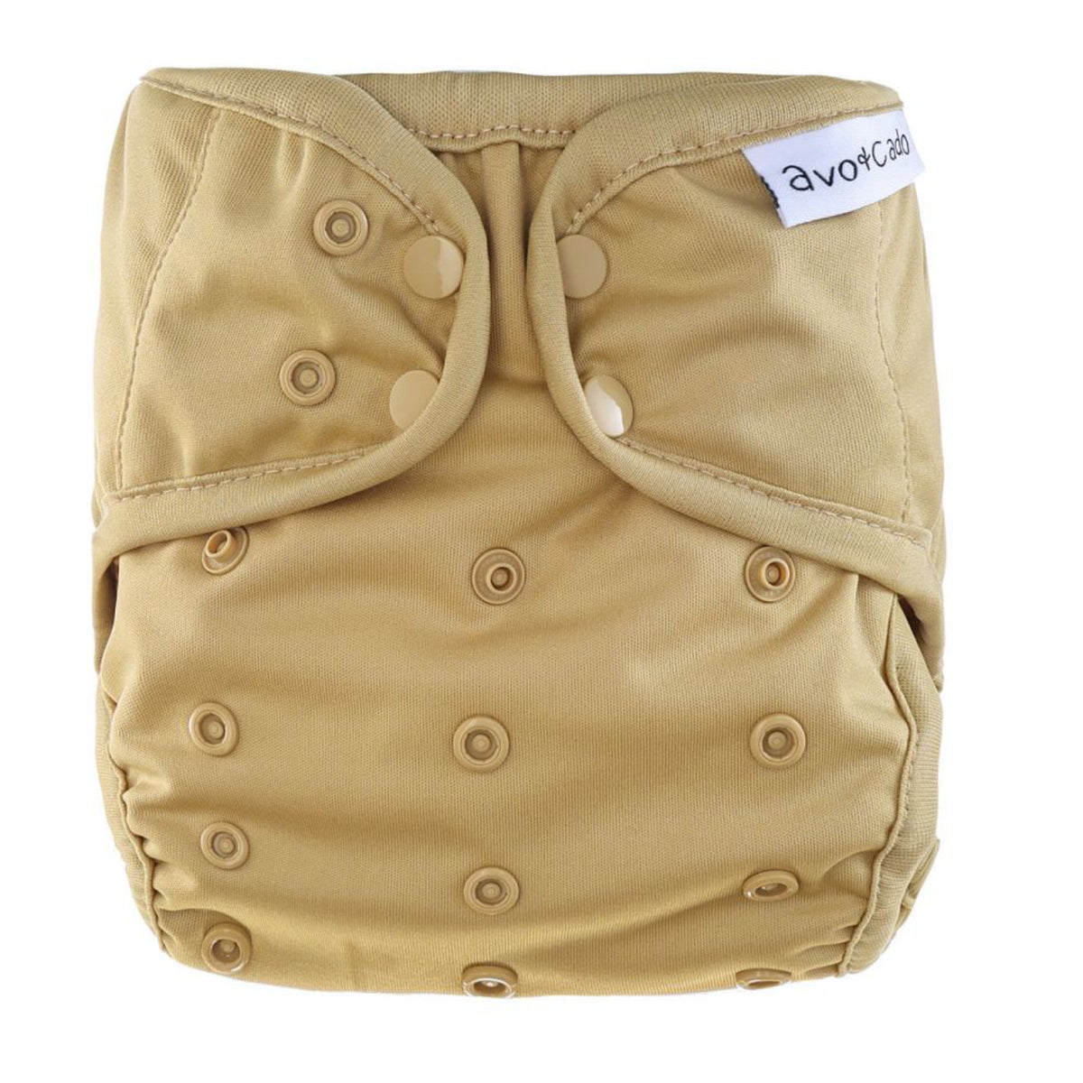 Mitwachsende Avo&Cado PUL-Überhose OneSize Explorer in warmem Sandton. Minimalistisches, einfarbiges Design ohne Muster mit hellbraunen Verschlussknöpfen.